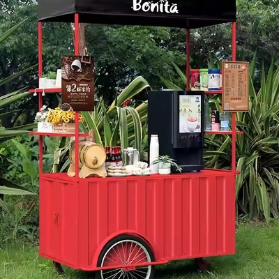 Carrinho de comida de rua para uso externo Carrinhos de café móveis Triciclos elétricos Equipamento de fast food