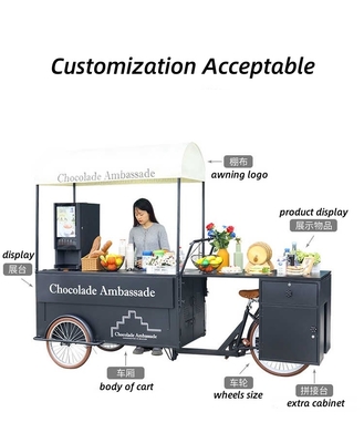 Caminhão de comida triciclo elétrico com tensão personalizada e aço galvanizado de calibre pesado