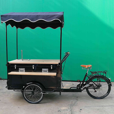 Reboque de carro de café de aço inoxidável para bicicleta ao ar livre e triciclo de venda de rua