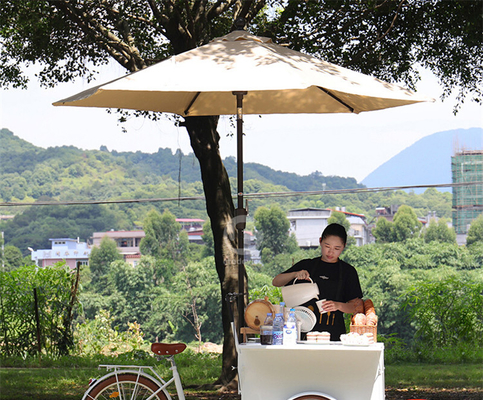 100kg Retro Coffee Bike para Street Mobile Café Trike Loja de Bicicletas Fast Food Carro de bicicletas
