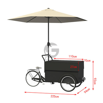 250*124*135cm Aplicação de conservas Café Alimentos Carrinho de triciclo com carga e capacidade