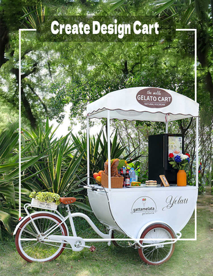 Outdoor 3 Wheels Café Quiosque Carrinho de alimentos Sorvete Cargo Suco Carrinho de café Bicicleta Quiosque