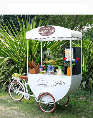 Outdoor 3 Wheels Café Quiosque Carrinho de alimentos Sorvete Cargo Suco Carrinho de café Bicicleta Quiosque