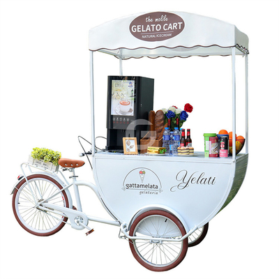 Bicicleta de café de 3 rodas de alta produtividade para quiosque de café e chá de bolha móvel de rua