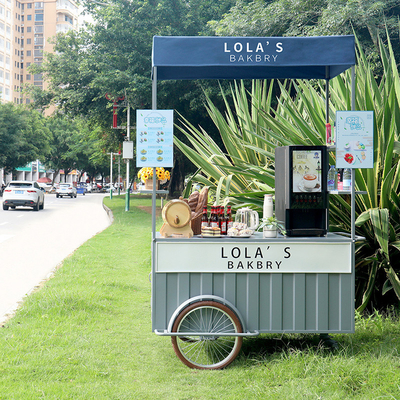Isolamento de aço inoxidável Vidro temperado Venda de rua ao ar livre 3 rodas de café
