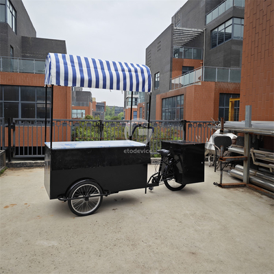 Restaurante Beautiful Design Display Decorativo 110 * 70cm Tricycle Food Cart com guarda-chuva