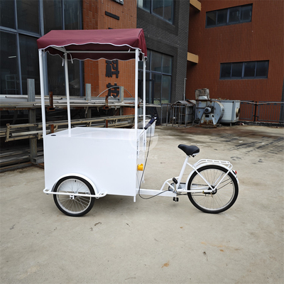 Outdoor Street Food Cart Melhor Carga Móvel Elétrica Bicicleta Trailer Triciclo de 3 Rodas com Cesto Frontal