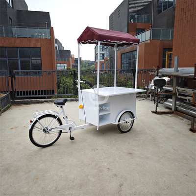 Outdoor Street Food Cart Melhor Carga Móvel Elétrica Bicicleta Trailer Triciclo de 3 Rodas com Cesto Frontal
