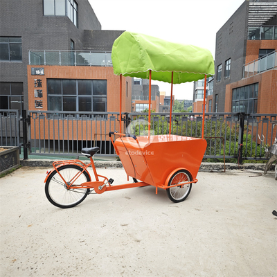 Carrinho de bicicletas móvel de triciclo com guarda-chuva
