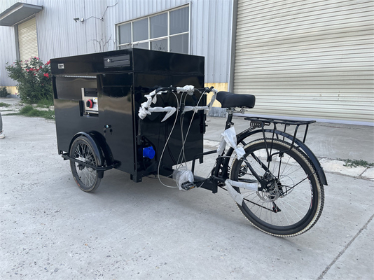 Carrinho de bicicleta de venda de rua ao ar livre com espaço de carga e construção de aço inoxidável 304