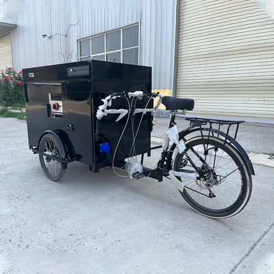 Carrinho de bicicleta de venda de rua ao ar livre com espaço de carga e construção de aço inoxidável 304