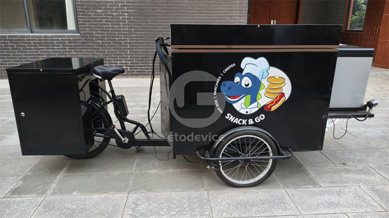 Carrinhos de alimentação de rua Carrinhos de crepes e bicicletas móveis de três rodas para fábrica