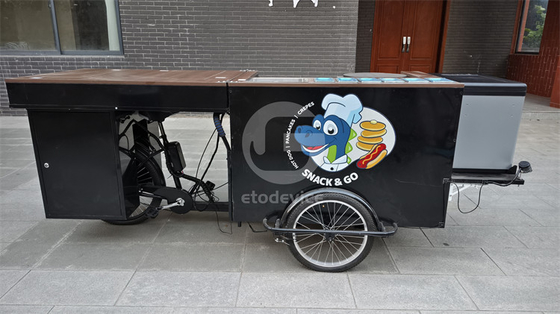 Carrinhos de alimentação de rua Carrinhos de crepes e bicicletas móveis de três rodas para fábrica