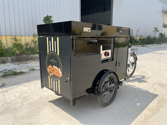 220V/110V Carrinho de três rodas OEM Café Street Foldable Tricycle waffle crepe Cargo Bike