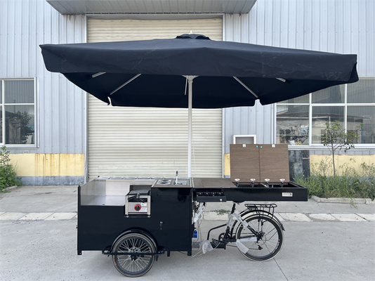 Triciclo de fast food móvel dobrável personalizado para venda de lanches de carga padrão da UE