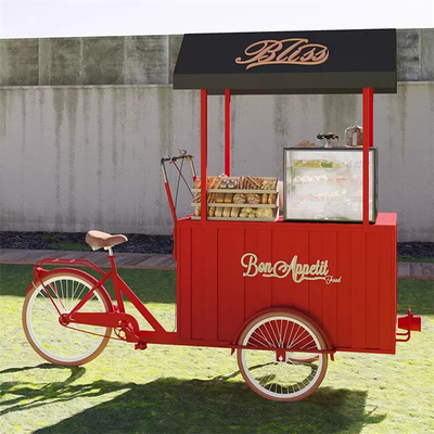 Triciclo de carga de café móvel comercial OEM com 3 rodas e armazenamento de soja