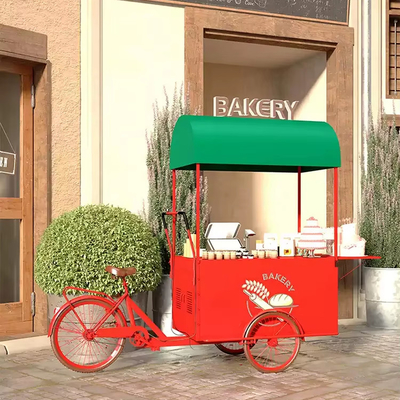 Triciclo de exposição de bolo de comida perfeito para venda de alimentos personalizados e entrega de sorvete