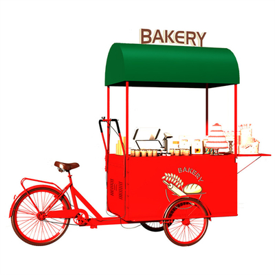 Triciclo de exposição de bolo de comida perfeito para venda de alimentos personalizados e entrega de sorvete