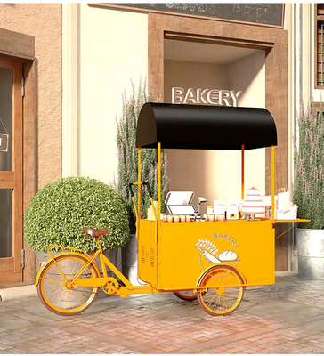 300kg Food Bike 3 Wheel Hot Dog Tricycle Cart com mesa dobrável para carrinho de frutas móvel