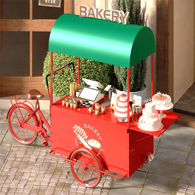 300kg Food Bike 3 Wheel Hot Dog Tricycle Cart com mesa dobrável para carrinho de frutas móvel