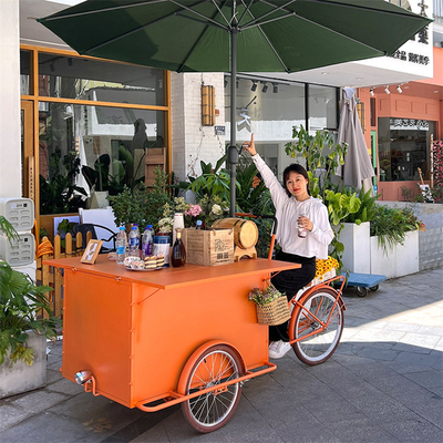 300kg Food Bike 3 Wheel Hot Dog Tricycle Cart com mesa dobrável para carrinho de frutas móvel