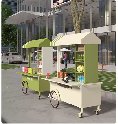 Carrinho de venda de alimentos multifuncional para café e sorvete