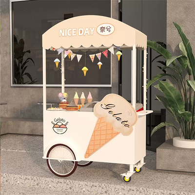 Carrinho de venda de alimentos multifuncional para café e sorvete
