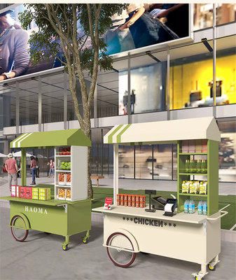 Cores altamente personalizadas Mini Push Street Snack Vending Trolley Fast Food Stand Cart com grande capacidade de armazenamento
