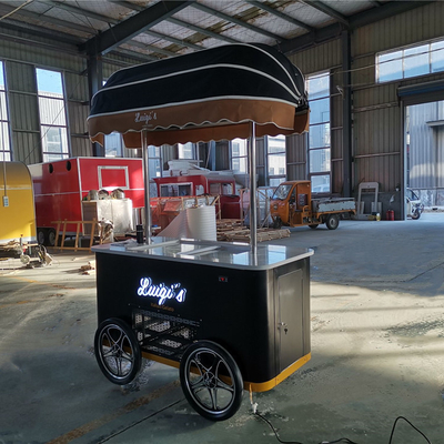 Gelato Italiano Bicicleta Carrinho de Sorvete Mobile Push Popsicle Vitrine Freezers Carrinho de Venda Para venda ao ar livre