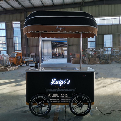 Gelato Italiano Bicicleta Carrinho de Sorvete Mobile Push Popsicle Vitrine Freezers Carrinho de Venda Para venda ao ar livre