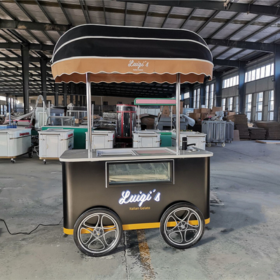 Carrinho de sorvete pequeno com congelador de sorvete carrinho móvel de sorvete carrinho de comida