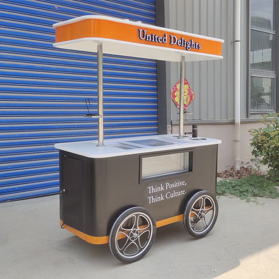 Gelato Elétrico Push Food Hand Push Refrigerado Popsicle Beach Freezer Carrinho de Sorvete