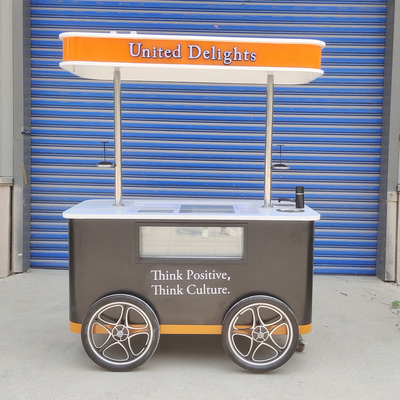 Gelato Elétrico Push Food Hand Push Refrigerado Popsicle Beach Freezer Carrinho de Sorvete