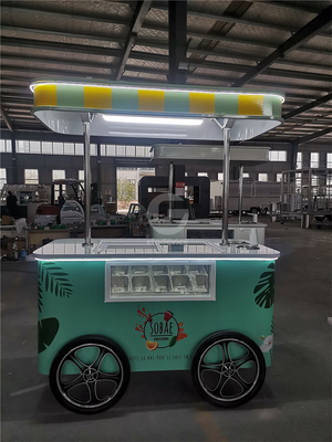 Cartão de exposição comercial de sorvete mini congelado Gelato Mexican Beach Ice Cream Freezer Carrinho de mão Carrinhos de empurrão para sorvete