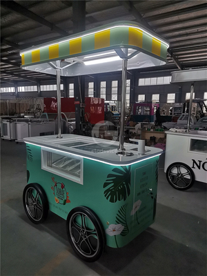 Cartão de exposição comercial de sorvete mini congelado Gelato Mexican Beach Ice Cream Freezer Carrinho de mão Carrinhos de empurrão para sorvete