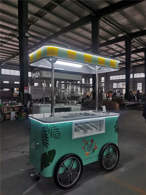 Cartão de exposição comercial de sorvete mini congelado Gelato Mexican Beach Ice Cream Freezer Carrinho de mão Carrinhos de empurrão para sorvete