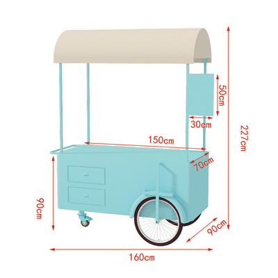 caminhão de alimentação de reboque de concessão rápida, quiosque de rua elétrico, carrinho de crêpe, carrinho de crêpe móvel, bicicletas de café, design de carrinho de comida