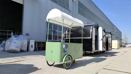 caminhão de alimentação de reboque de concessão rápida, quiosque de rua elétrico, carrinho de crêpe, carrinho de crêpe móvel, bicicletas de café, design de carrinho de comida