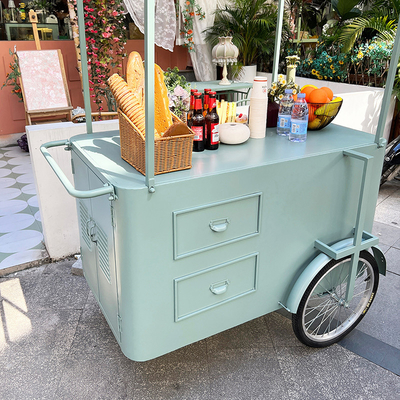 Food Truck Trailer de alimentos Mini Square Hambúrgueres Pizza Grill Fast Food Trailer sorvete bicicleta bicicleta Carrinho para venda