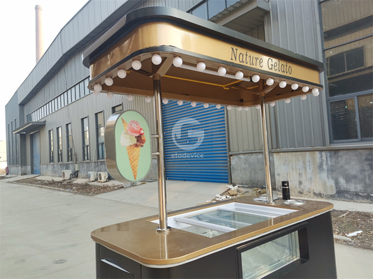 2024 novo tipo Carrinho móvel de gelado italiano com freezer de exposição Carrinho de gelado