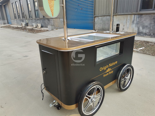 Carrinho de sorvete Vintage Bicicleta Carrinho de sorvete de mão para sorvete italiano
