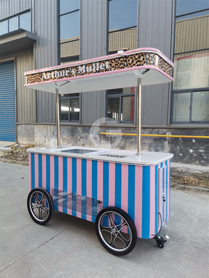 Carrinho móvel de gelado italiano com freezer de exposição Carrinho de stand de gelado