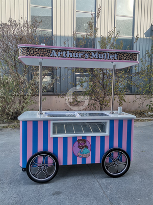 Carrinho móvel de gelado italiano com freezer de exposição Carrinho de stand de gelado