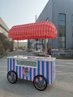 Carrinho móvel de gelado italiano com freezer de exposição Carrinho de stand de gelado