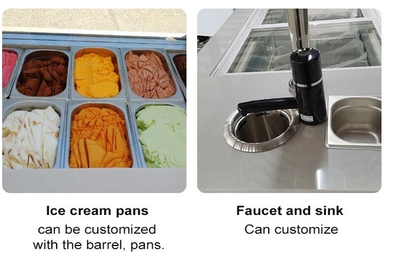 Carrinho móvel de gelado italiano com freezer de exposição Carrinho de stand de gelado