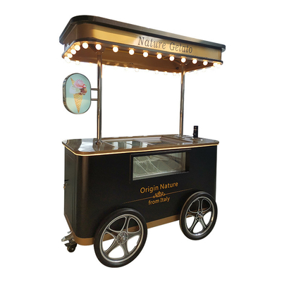 Gelato vitrine quiosque gelados congeladores de mão empurrar carrinho de exibição de sorvete italiano