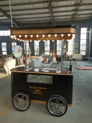 Carrinho móvel de fast food para sorvete Bebidas frias lanche Trolley Gelato Carrinho de sorvete