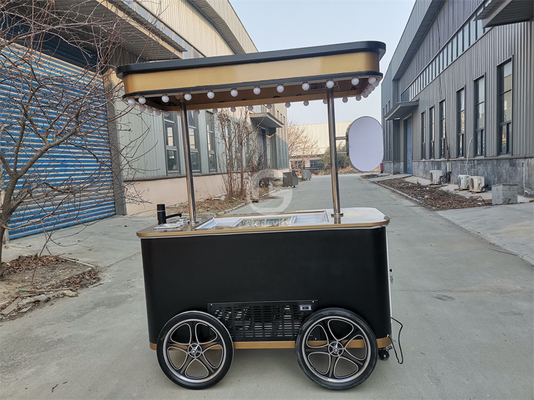 Carrinho móvel de fast food para sorvete Bebidas frias lanche Trolley Gelato Carrinho de sorvete