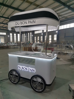 Carrinho de visualização Gelato Carrinho de sorvete duro com duas rodas