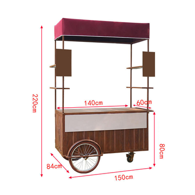 Ice Cream Bike Push Cart Triciclo portátil para venda de delícias congeladas